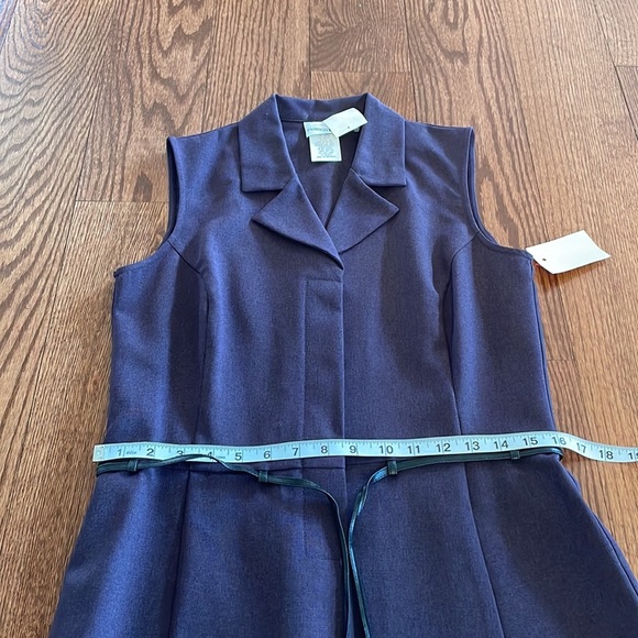 Fashion Bug NEW belted notch collar hiddenbutton up VEST eggplant color career 8 - Picture 9 of 14